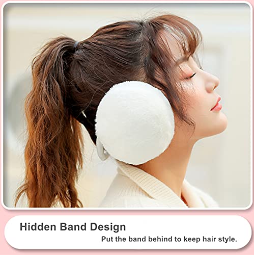 C.x.z Faux Fur Winter Fluffy Earmuff Ear Warmers Wraps Shield Behind The Head Design Plush (White) #TOP6