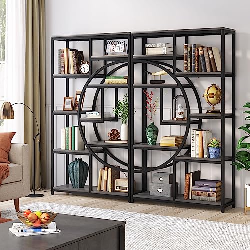 Tribesigns Bücherregal mit 5 Ebenen, Standregal, Schrank Regal als Raumteiler im Wohnzimmer, Aufbewahrung Regal mit 9 offene Ablageflächen, für Schlafzimmer, Arbeitszimmer (2 pc)