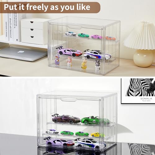 Image of 4 Pack Display Case for Collectibles 4 Layer Updated Adjustable Acrylic Display Case with Magnetic Door Clear Stackable Display Box Hobby Display Cases for Figures