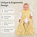 Unnivoll Fleece Baby Sleep Sack 6-12 Months 1.0 Tog Baby Wearable Blanket Microfleece Sleeping Sack with 2-Way Zipper for Newborn Infant Yellow & White Elephant