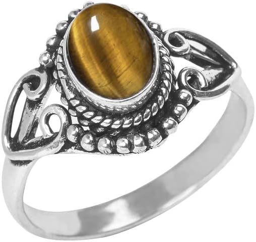 ZoovilaneTiger Eye Stone Ring, Silver Ring, Silver Overlay Handmade Ring, Bohemian Jewelry, Silver Ring For Women Girls Size US 8, Christmas Gift, Anniversary Gift, Gift For Her Ring Size 8