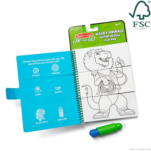 Image of Melissa & Doug On the Go Water Wow! Reusable Water-Reveal Flip Pad - Wacky Animals
