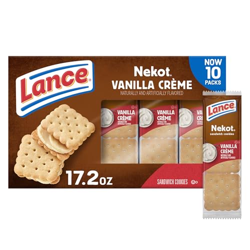 Lance Sandwich Cookies, Nekot Vanilla Creme, 10 Individually Wrapped Packs, 6 Sandwiches Each