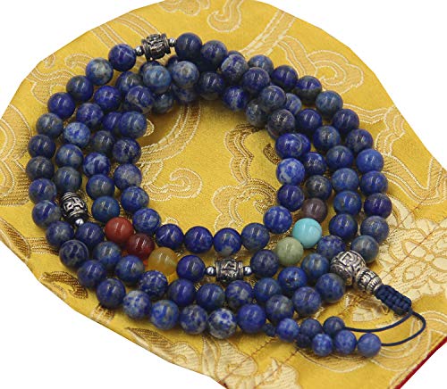 Tibetan Buddhist Meditation 108 Beads Ebony Wood Mala/Prayer Beads/Rosary/Free Mala Bag (8 MM)
