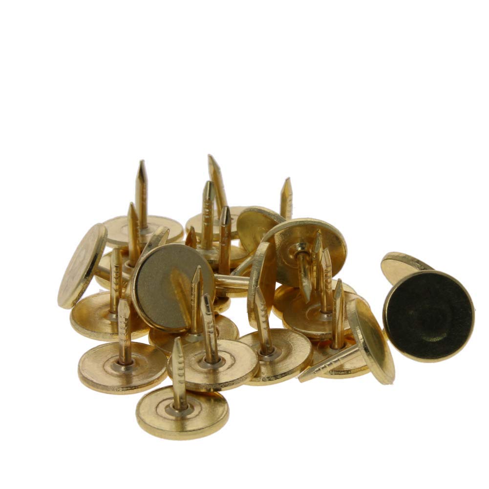 Innenausstattung, Polsternägel, Reißzwecken, 18 mm x 50 mm, Möbelnägel mit flachem Kopf, Goldton, for Kopfteile von Möbeln, Sofas, 80 Stück(Size:11x10mm)