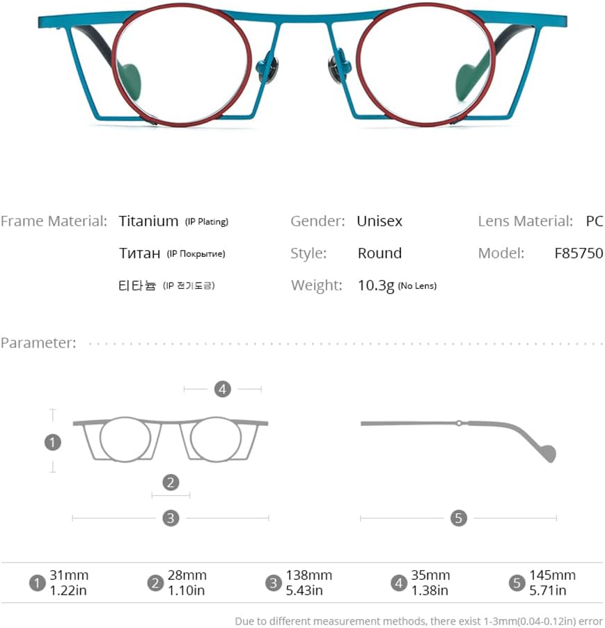 FONEX Pure Titanium Glasses Frame Men Square Frame Round Lens Eyeglasses Women Eyewear F85750 - Image 5