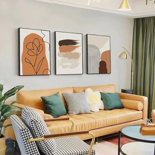 Toile orange années 50 déco bohème abstraite 80x120 cm