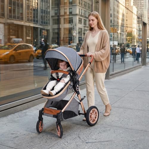 Image of Cochildor DuraFlex 2 in 1 Baby Stroller, Foldable Travel Stroller | Infant Stroller for Newborn to Toddler, Compact Stroller with Reversible Seat, All-Terrain Wheels, UPF 50+ Canopy, Gary