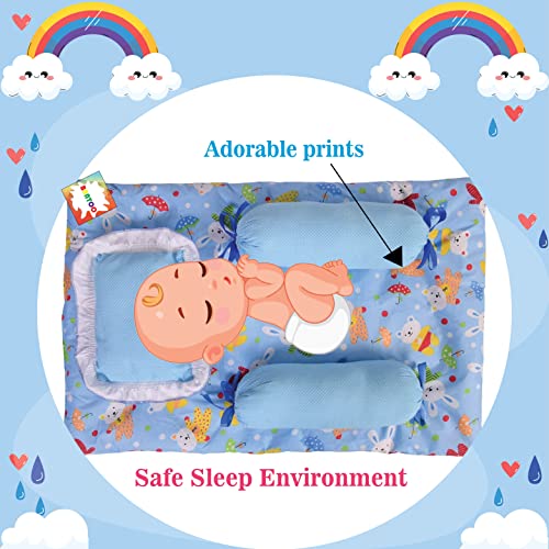 Bantoo-New-Born-Baby-Bedding-Gaddi-Set-Cotton-Sleeping-Mattress-with-Pillow-Side-Bolster-0-6-Months-Blue