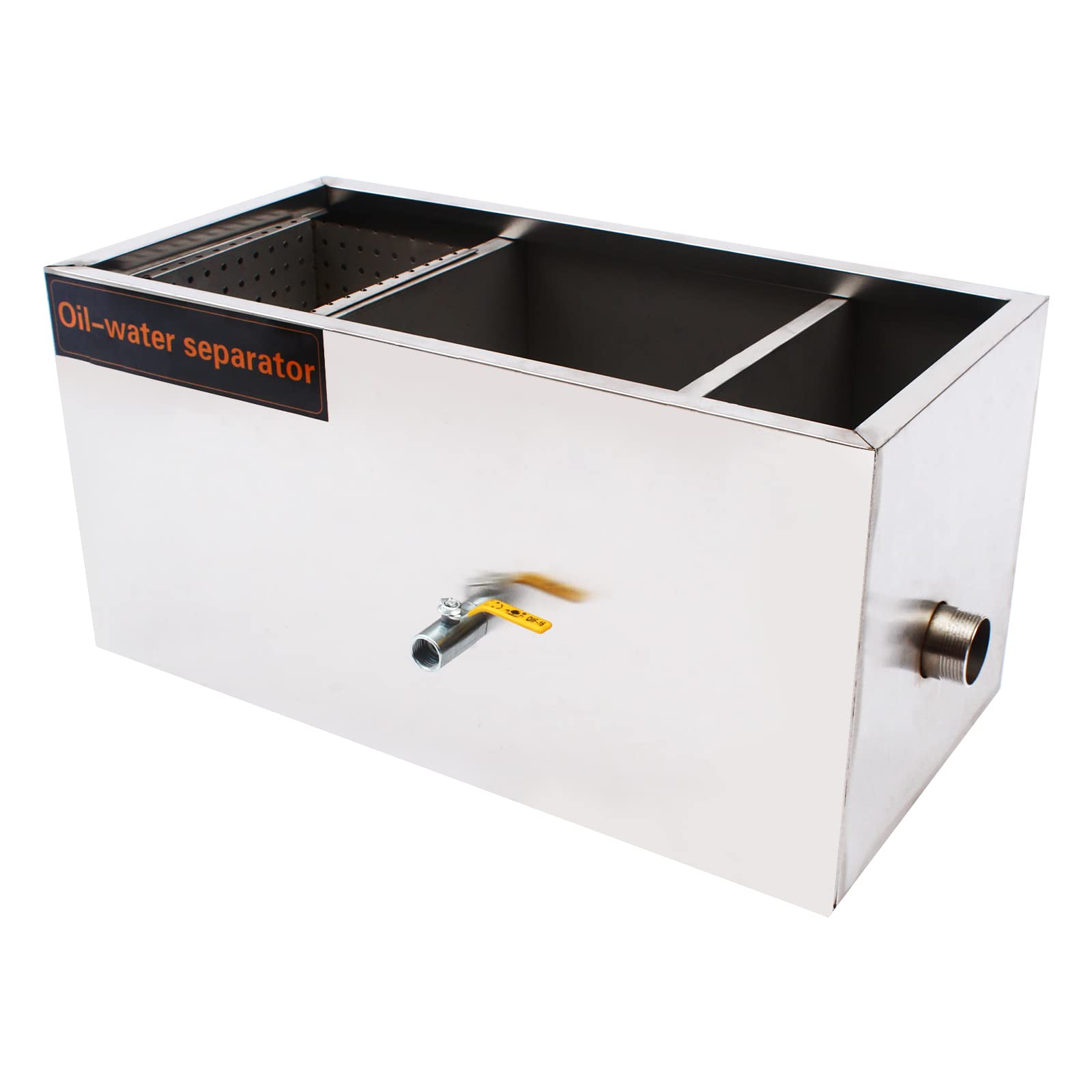 Commercial Grease Interceptor, 60 x 30 x 30 cm, trampa de acero inoxidable, separador de aceite y agua para restaurante, cafetería, Kanteen