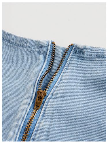 Milumia Women's Bow Knot Decor Denim Ruffle Skirt Cute Tiered Layered Mini Skirts3