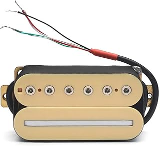 Electric Guitar Humbucker Adjusting Dual Coil Guitar Pickup With 4 Conduct Cable Coil Splitting Black guitar pickup set (Color : Neck Off white)