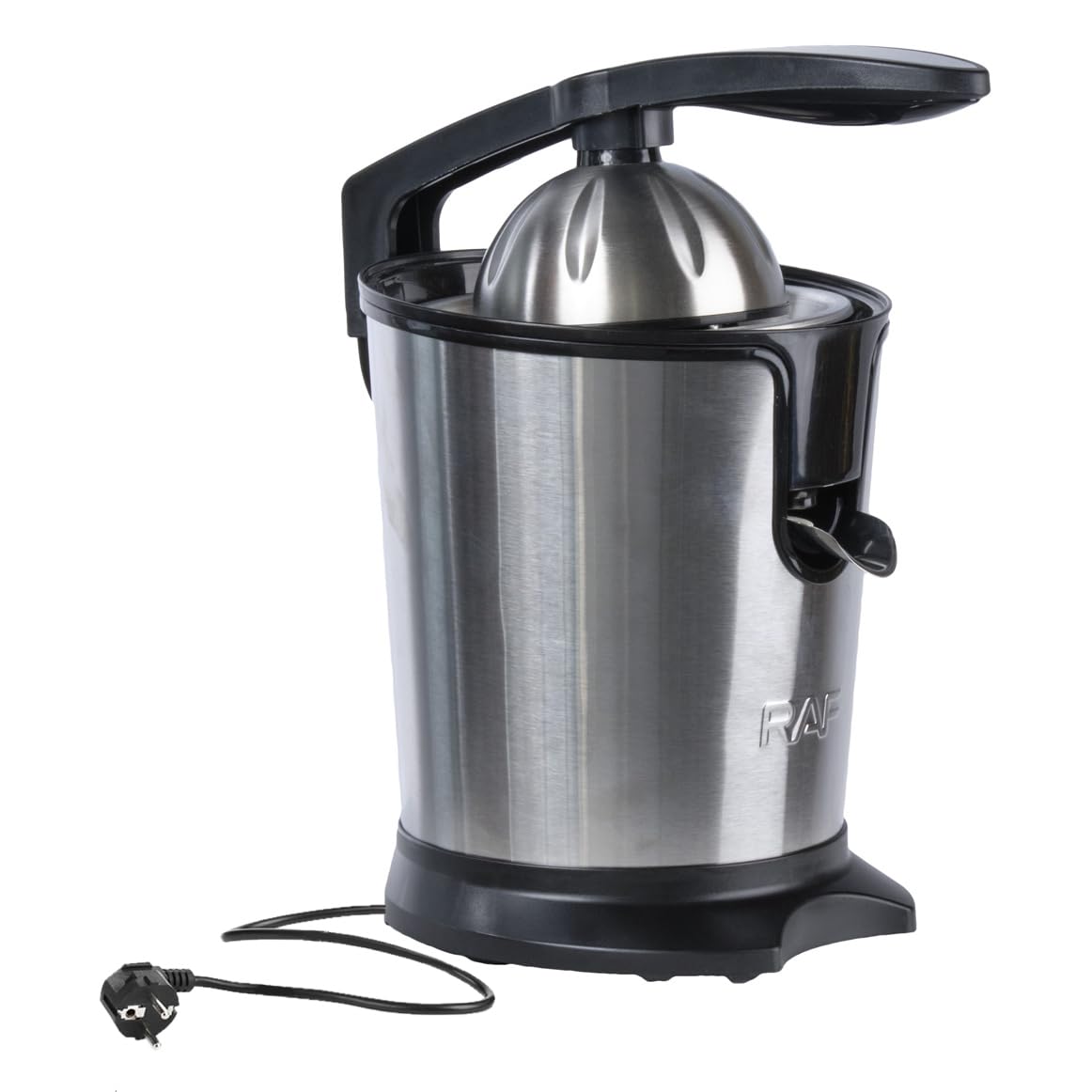 Meubletmoi Presse Agrume Électrique avec Levier de Pression en Acier Inoxydable Chromé Réservoir à Jus de 400 ML - MOTIS
