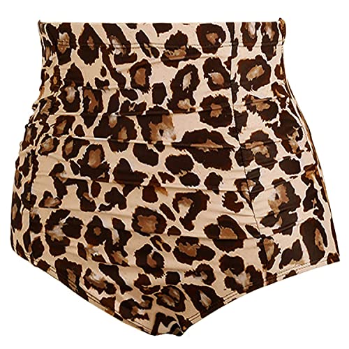 Image of Tempt Me Women's High Waisted Swimsuit Bottom Tummy Control Ruched Bikini Bottom Vintage Swim Bottom Tankini Briefs