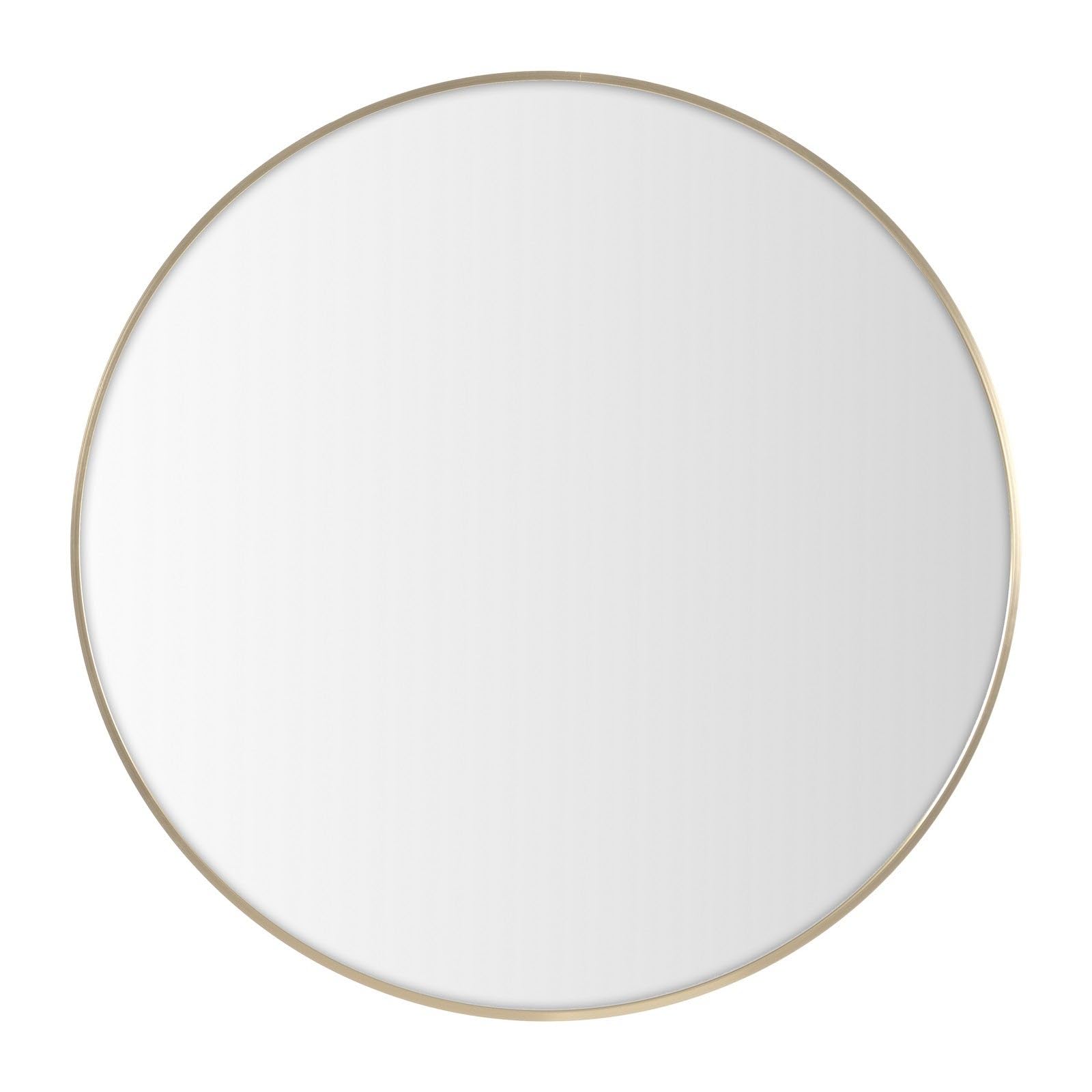 LOLAhome Espejo de Pared Redondo con Marco de Aluminio Dorado de 80 cm | Espejo de estilo moderno y sencillo para decoración, recibidor, baño, dormitorio y vestidor. Incluye anilla para colgar