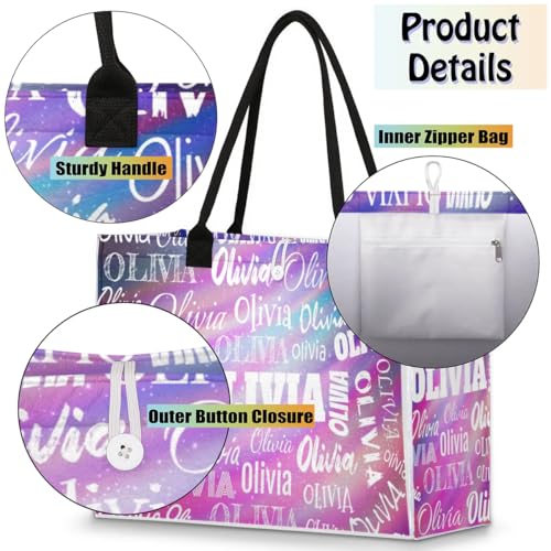 Personalized Women Tote Bag with Name, Customized Large Beach Shoulder Handbags Casual Bag for Travel Daily Work4