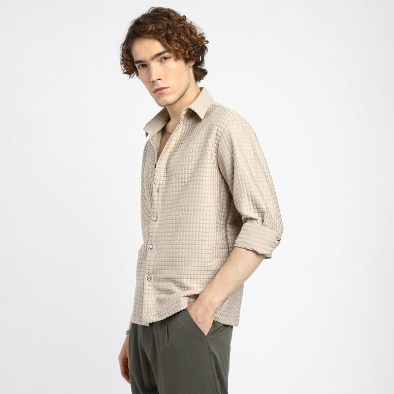 Image of CAHOOT Men's Shacket for Casual Wear | Spread Collar | Long Sleeve | Button Closure | Overshirt /Shacket Crafted with Comfort Fit for Everyday Wear