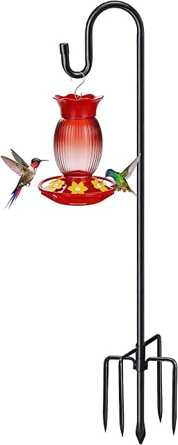 COCONUT 62" Crochets de bergers pour l'extérieur, Oiseaux Pôle avec 5 Pong Base, Crochet de bergers de hauteur réglable pour les colibris, Bird Feeder, Plante légère, Chimes de vent, Lanternes (1 Boîte)