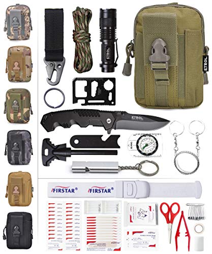 ETROL 22-in-1 Emergency Survival Kit, First Aid Kit, Upgraded Tactical Molle Pouch,Portable Defense