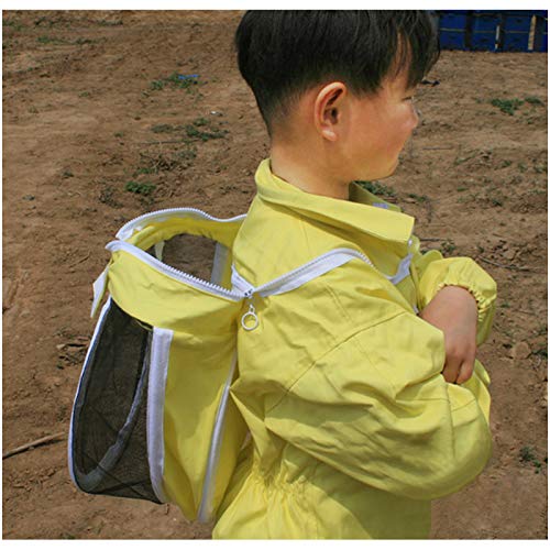 TINTON LIFE Kids Beekeeping Suits Full Body Ventilated 100% Cotton Children Bee Suits with Self Supporting Fencing Veil Protective Gear for Beekeeper, Yellow M