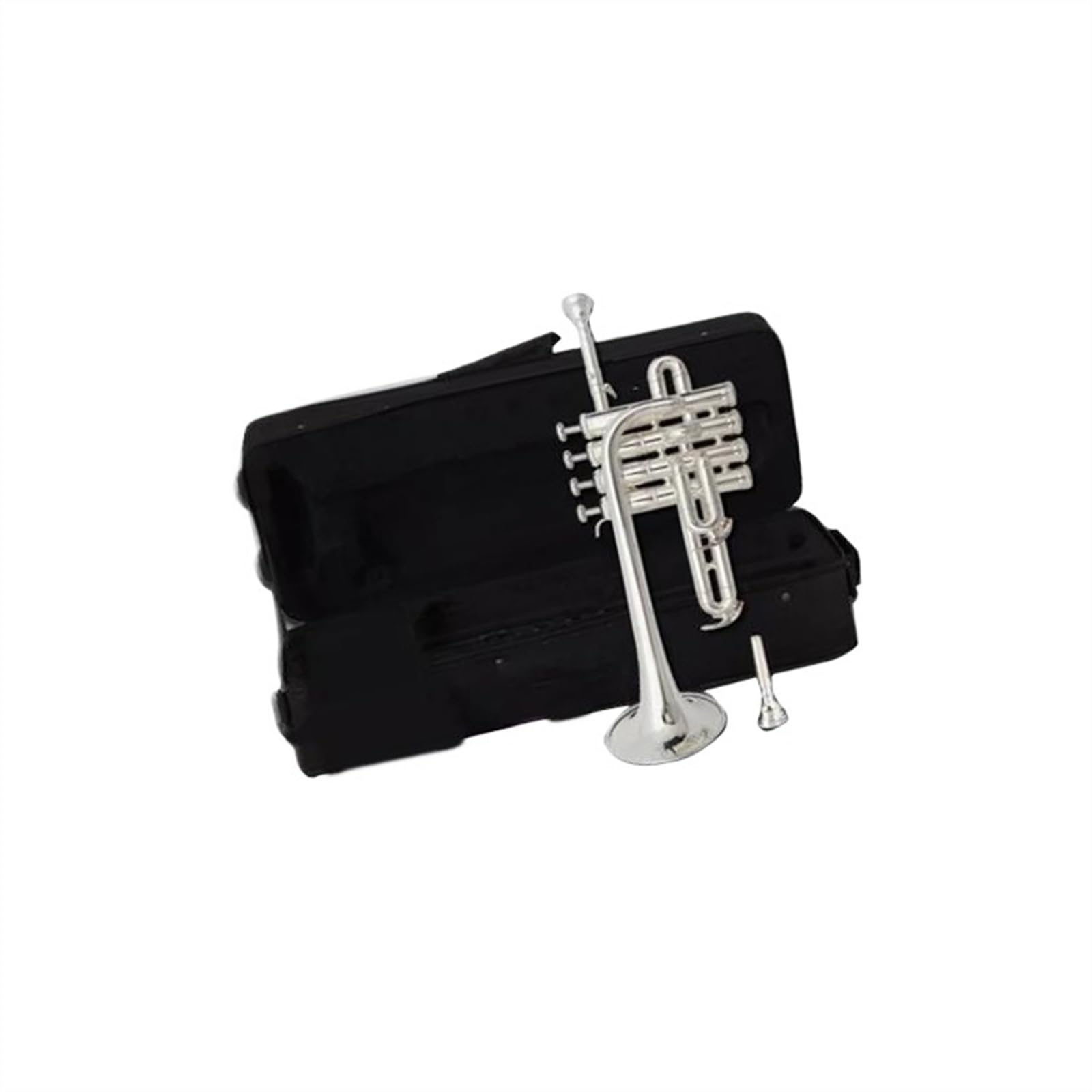 trompeta instrumento musical profesional Trompeta Profesional Bb Piccolo Trompeta De Superficie Lacada En Latón Dorado, Pistón De Aleación De Trompeta De Tres Tonos(Color:Silver)