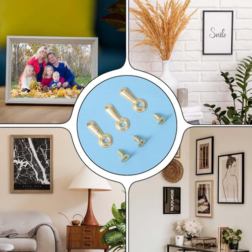Image of 200 Pcs Picture Frame Backing Clips Picture Frame Repair Kit Turn Button with 200 Pcs Screws Photo Frames Hardware Backing Clips for Hanging, Photos, Drawing