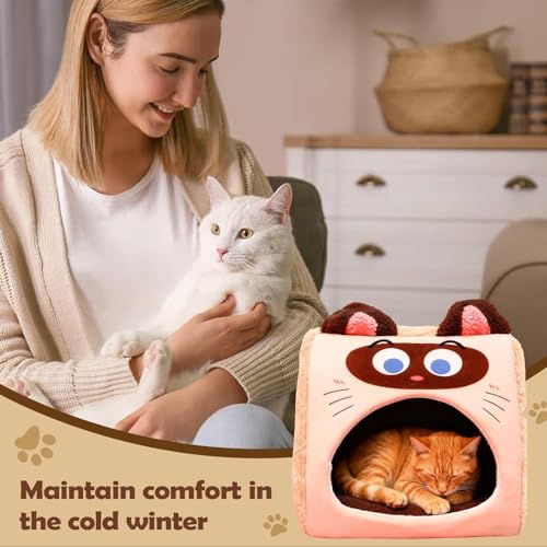 Cama para Gatos Cómoda con Tienda Suave de Invierno para el Confort de Mascotas 8