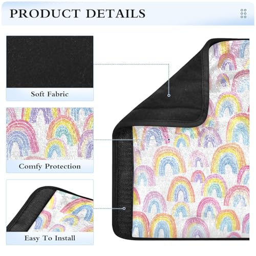 Image of 2 Pack Gradient Cute Rainbows Seatbelt Covers Seat Belt Cover Pad for Adults Boys Girls Car Seat Strap Covers Pads Cushion Universal Shoulder Strap Pad Protector for Backpack Camera Bag 6.5 Inch