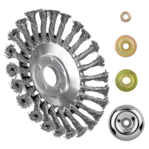 Unkrautbürste Freischneider, Wildkrautbürste für Motorsense, 6' Profi Unkrautbürste für Rasentrimmer, 25 mm Bohrung Stahlbürste für Rasenmäher Bürste, Entfernung von Unkraut und Moos(6 Zoll)