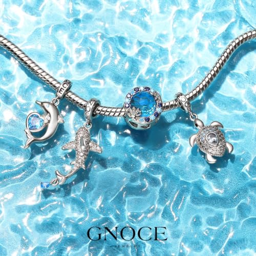 Image of GNOCE Ocean World Cute Animal Charm Beads,925 Sterling Silver Dangle Charms Fit Bracelets & Necklace, Hand-Finished Keepsake Travel Jewelry Gift for Women Men BBF