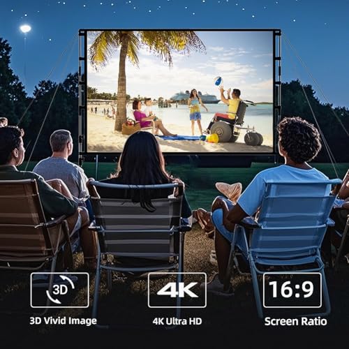 Pantalla plegable portátil para proyector, interior y exterior, relación 16:9, HD 4K sin arrugas, con bolsa de transporte (60 pulgadas) miniatura 2