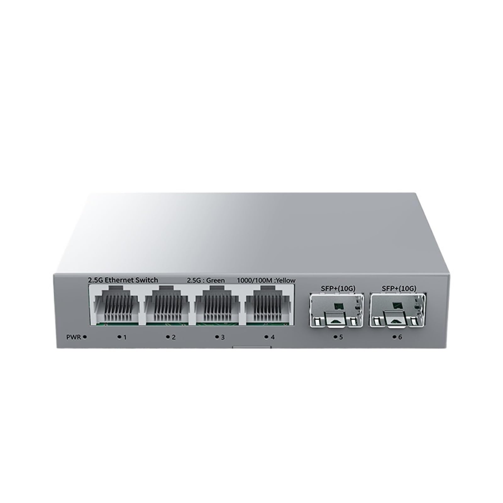 Switch 2.5GB 2.5GB 2.5GBASE-T 4 Ports RJ45 2.5GB avec 2 Ports SFP+ 10GB sans Ventilateur Non Géré Plug and Play (Adaptateur EU)
