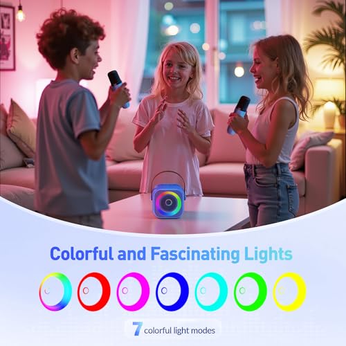 Image of Mini Karaoke Machine for Kids Adults: Portable Bluetooth Karaoke Speaker with 2 Wireless Microphones, Karaoke Gifts for Girls Boys Ages 4-12+ Years Old Christmas Birthday Home Party(Navy Blue)