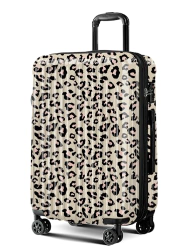 Image of Cheetah Print Carry on Luggage - Airline Approved Suitcases with Spinner Wheels, Built-In TSA Lock,Hard Shell Expandable Suitcases