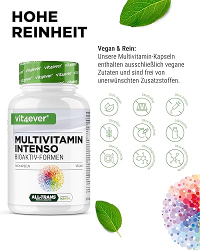 vit4ever Premium Multivitamin A-Z - 365 hochdosierte Kapseln mit 26 Bioaktiv-Formen & Markenrohstoffe - Vitamine + Mineralien - All In One Komplex - Vegan – Bild 6