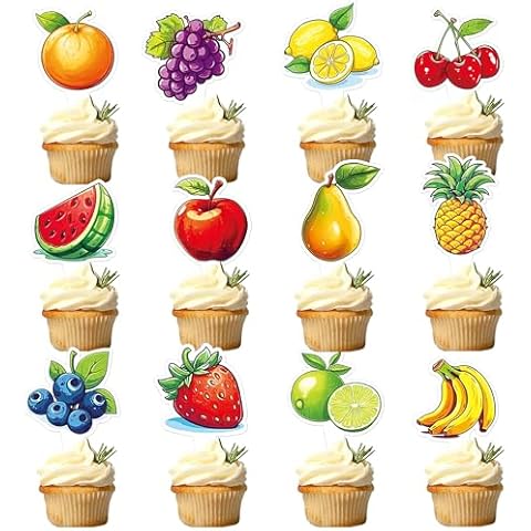 Ercadio 36 Pcs Fruit Cupcake Toppers Cover