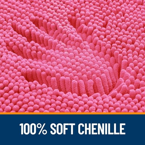 Image of OLANLY Bathroom Rugs Sets 2 Piece, Soft Absorbent Chenille Bath Mats and U-Shaped Contour Toilet Mat Area Rug Set, Machine Washable Bath Carpet, Home Decor Accessories(47 inchx20 inch+24 inchx20 inch, Hot Pink)