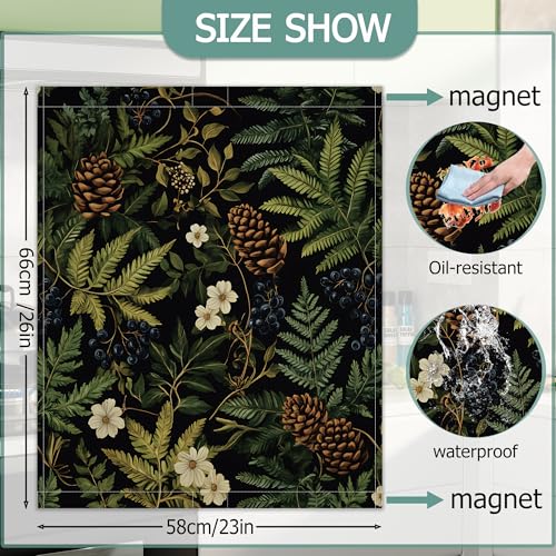 Image of Green Herb Leaves Dishwasher Covers for The Front Magnetic,Blue Berry Pine Cones Refrigerator Magnets Decoration,Reusable Dishwasher Cover Panel for Home Kitchen Decor 23x26 Inch