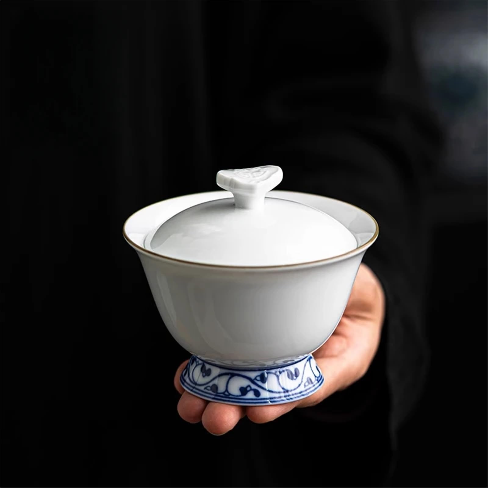 Celadon Ercai Schüssel mit Deckel, hohe Schüssel, chinesische große Keramik-Tee-Brühen, Kung-Fu-Set