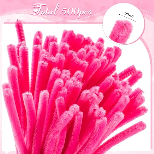 Image of Peryiter 500 Pcs Pipe Cleaners for DIY Flower Bouquets, Chenille Stems for Graduation Bouquet Crafts, Fuzzy Sticks for Handmade Flowers, DIY Gift, Art Projects(Pink,12 Inch)