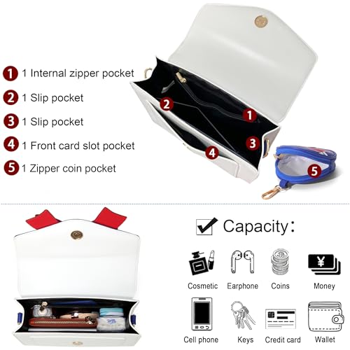 Sunwel Fashion Kawaii Anime Cosplay Purse with Bow Stone Chain Shoulder Crossbody Bag (blue)2