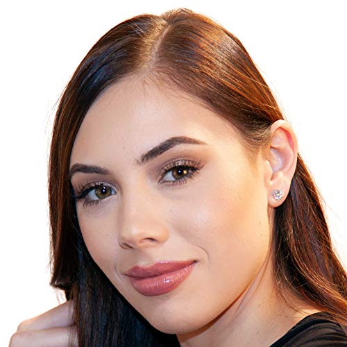 14K Solid White Gold Stud Earrings | Round Cut Cubic Zirconia | Screw Back Posts | 3.34 CTW | With Gift Box