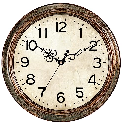 Kecyet 12 Inch Silent Wall Clocks Battery Operated Retro Wall Clock Antique Clock Vintage Decorative For Kitchen Living Room School Bedroom(Gold) #TOP4