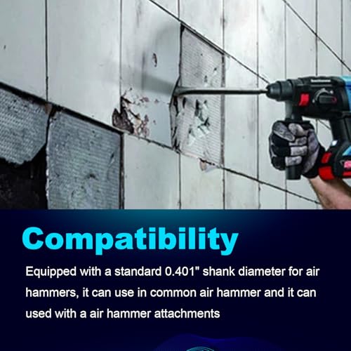 Image of Pneumatic Chisel 3 /8 inch x 18 inch Point Tip Round Taper Punch and Air Cold Chisel, 0.401 Inch Shank Air Tool Suitable for Air Hammer, Cr-Mo Alloy Steel