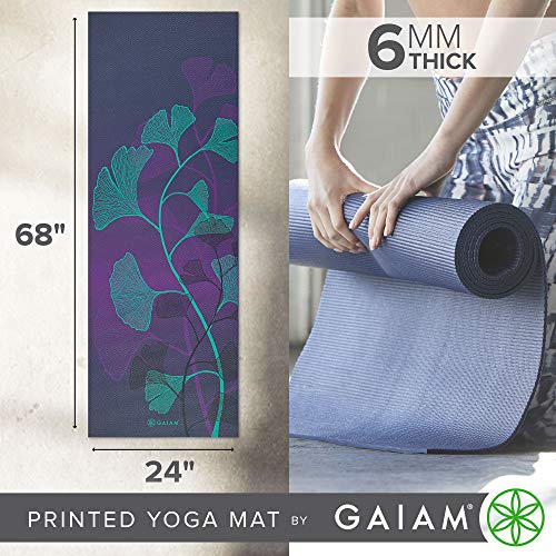 Image of Gaiam Premium Yoga Mat, 6mm Thick Print Mat | Premium 6mm thick cushioning for joint support. Non-slip print design for yoga, Pilates & floor workouts.