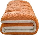 Colchón De Suelo, Cubrecolchón De Futón Japonés, Colchón Plegable Enrollable Doble De Relleno De Algodón, Colchón Portátil para Dormir En El Suelo, Sofá Cama De Invitados, Orange, 150x200cm