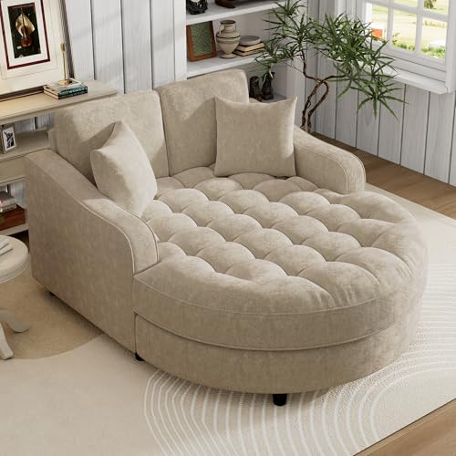 JIJIWANG 55" Indoor Oversized Chaise Lounger, Upholstered Sleeper Sofa Couch