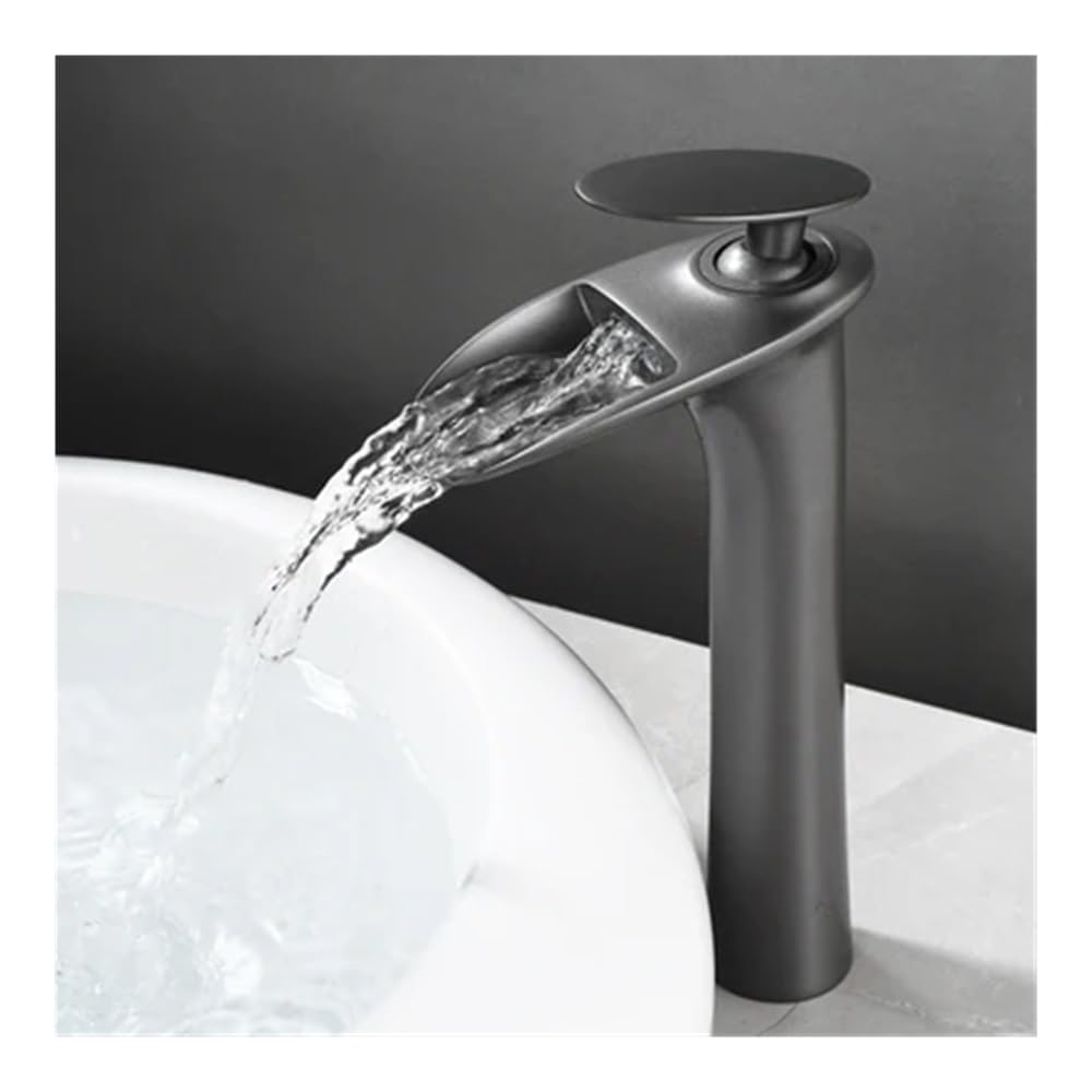 Blyqxs 15 Brass Hot And Cold Waterfall Faucet Countertop Basin Washbasin Black/White/Gold Heightened Models Faucet W3044(15)
