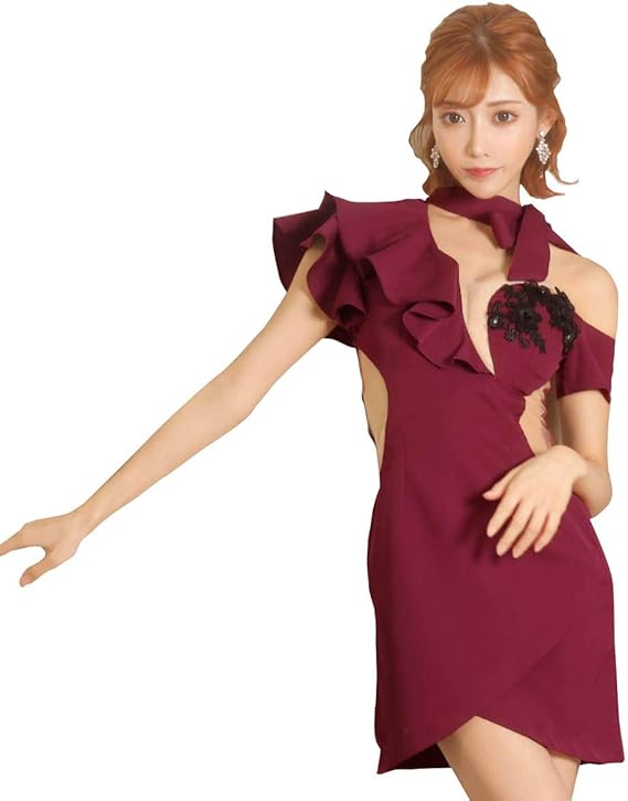 Amazon Co Jp キャバ ドレス サイドシアー ラグジュアリー フリル タイト ミニ ドレス ドレス キャバ キャバドレス 大きいサイズ ドレス ワンピース ミニドレス セクシー ナイトドレス キャバクラ レディース ミニ丈 女性 大人 ホステス 水商売 クラブ 服