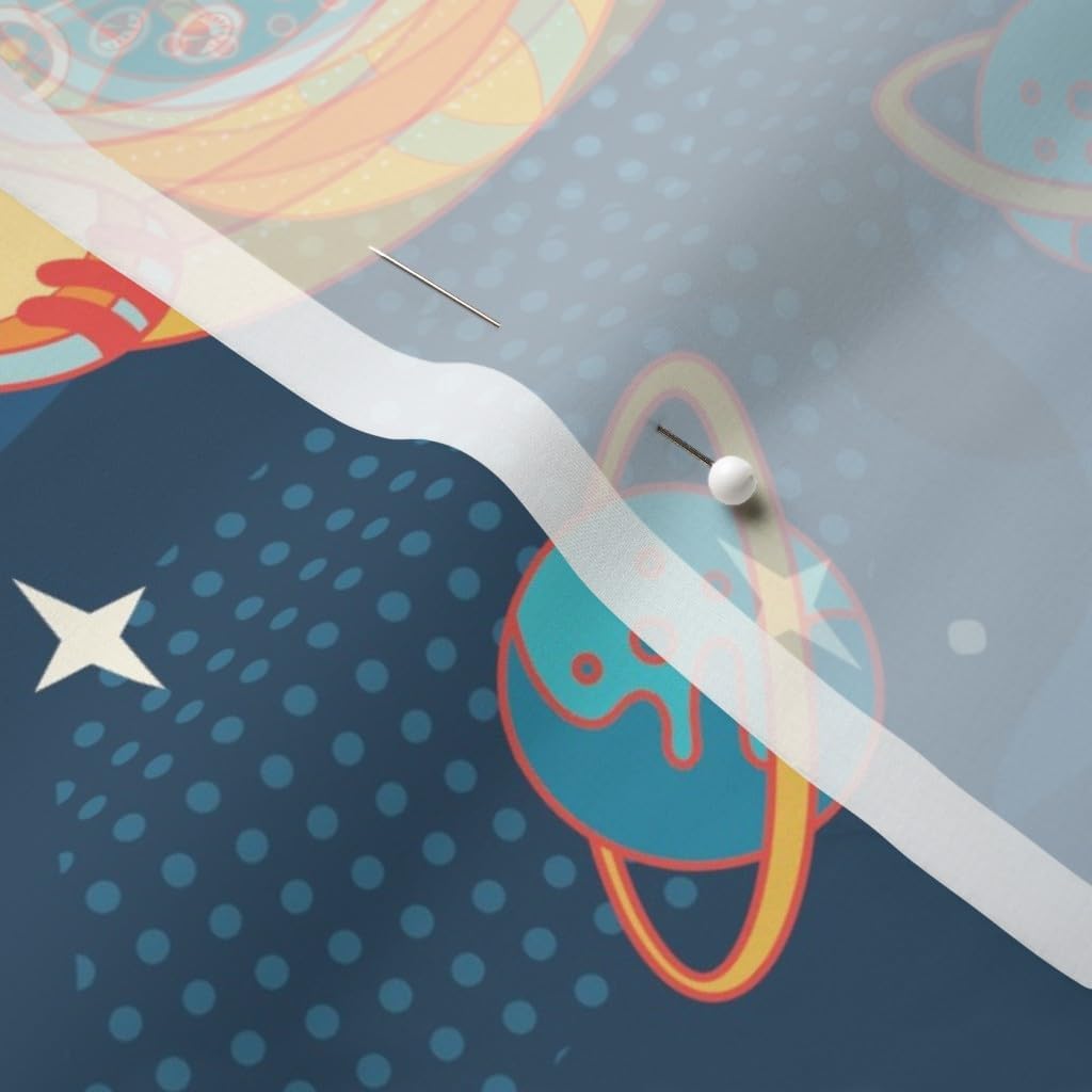 Spoonflower Fabric - Cat Space Retro Kitsch Robots Cats Outer Rocket Printed on Chiffon Fabric by The Yard - Sewing Fashion Apparel Dresses Home Decor